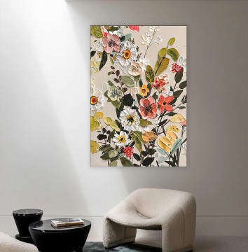 Flores Painting - Decoración de pared Flor floreciente abstracta de Palette Knife